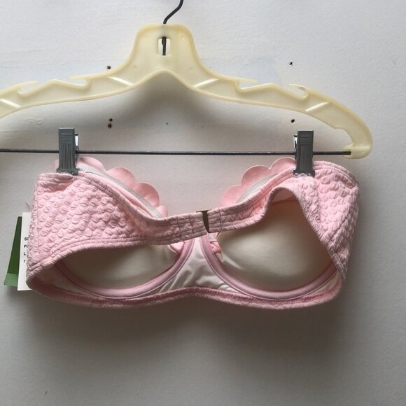 Kate Spade Pink Marina Piccola  textured Scalloped Bikini Size Large strapless - Picture 7 of 16